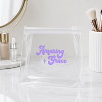 Pochette de maquillage en PVC givré avec logo personnalisé, étanche, avec fermeture éclair, pour voyage, voyage d'affaires, emballage cadeau, vente en gros