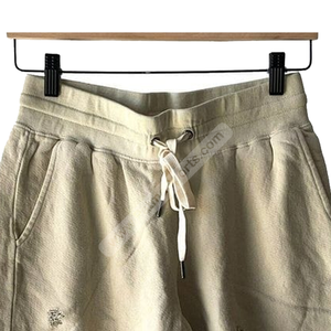 <b>Black</b> Custom Distressed French Terry Cotton <b>Shorts</b> Streetwear Raw Edge Heavyweight Casual Gym <b>Shorts</b> for <b>Men</b> - Product Image 2