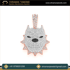 Collar de Joyería Fina de Oro Sólido de 10K de Moda, Estilo Hip Hop, Collar con Colgante de Perro Bulldog Pitbull Enojado con Espinas, Diamante Moissanite VVS - Product Image 4