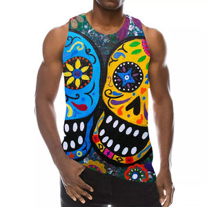 Camiseta sin mangas con estampado Digital personalizado para hombre, camiseta sin mangas de secado rápido con estampado de sublimación - Product Image 1