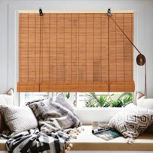Wholesale Most Popular Rainproof Cordless Bamboo Roman Rolling/Roller Shades Match <strong>Stick</strong> Window <strong>Blinds</strong> - Product Image 5