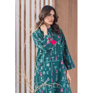 ชุดเซ็ตผู้หญิงสีเขียวอมฟ้า ลายพิมพ์ดอกไม้ ชุดสองชิ้น ไซส์ XS/XS สำหรับใส่ในช่วงฤดูร้อนและใส่ได้ทุกวัน - Product Image 1