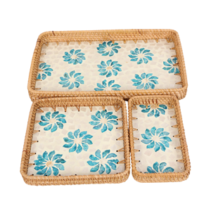 Vente en gros d'artisanat vadrouille plateau en rotin plateau de vadrouille pour servir de la nourriture nouvel article rotin de haute qualité en gros du Vietnam - Product Image 4