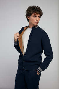 Produttori di abbigliamento ecologico sostenibile giubbotto bomber maglione da uomo in tessuto lavorato a maglia di cashmere - Product Image 5