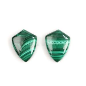 Haute qualité 12x16mm lisse Malachite Cabochon forme de bouclier naturel Flatback calibré pierre précieuse en vrac pour la fabrication de bijoux - Product Image 2