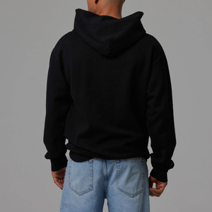 เสื้อฮู้ดดี้ทรงบ็อกซี่ พิมพ์ลายโลโก้แบบพัฟฟ์ คุณภาพสูง ผ้าฝ้าย 100% สีพื้นแบบฝรั่งเศส สไตล์ลำลองสำหรับผู้ชาย - Product Image 4