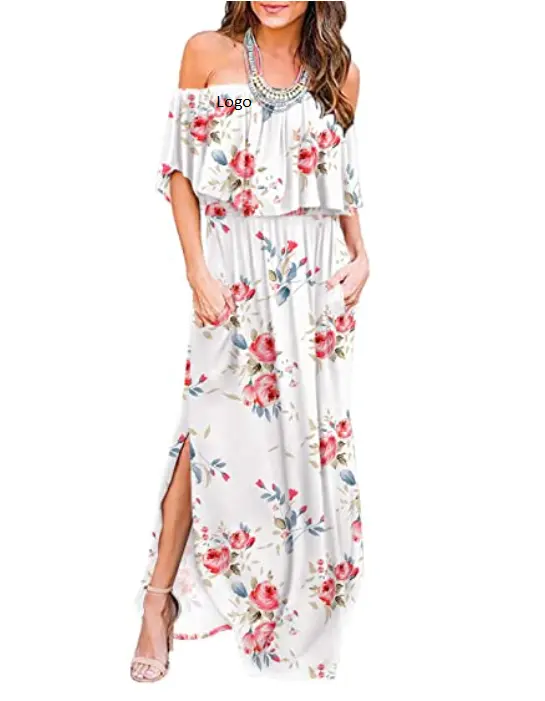Womens Off The Shoulder Ruffle Party Dresses Side Split Beach Maxi Dress Four way styles to wear available from Bangladesh
