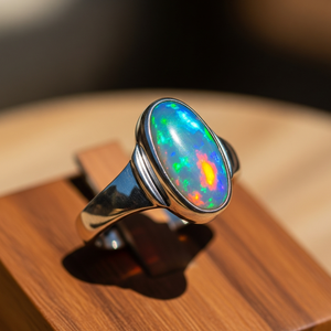 Anillo de banda de fiesta de plata 925 personalizado de alta calidad con piedra preciosa de ópalo etíope tendencia chapado en rodio regalo de joyería de moda - Product Image 6