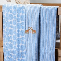 Couette pour bébé Kantha en coton naturel à la demande Couverture légère et respirante pour bébés d'Inde