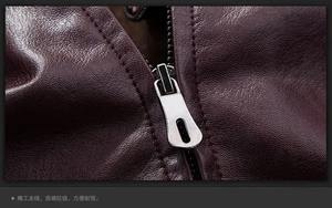 Chemise en cuir pour hommes 2024 à capuche affaires haute qualité Satin hiver polaire chaud motard Vintage manteau Moto décontracté mince pilote rapide - Product Image 2