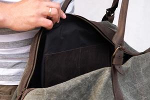 Bolsa de viaje de lona de cuero de gran capacidad, Bolso multiusos para gimnasio, deportes durante la noche, fin de semana, cremallera transparente - Product Image 4