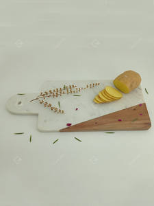 Grossiste de planche à découper rectangulaire en bois et marbre blanc de haute qualité aspect simple et élégant poli à la main - Product Image 6