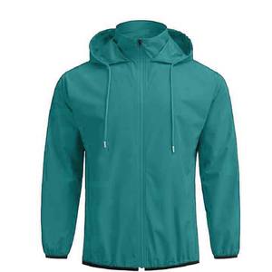 Veste de randonnée imperméable coupe-vent à capuche légère pour homme en polyester/coton Logo personnalisable et méthodes d'impression - Product Image 1