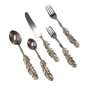 Meilleure vente ensemble de couverts décoratifs Style branche poignée en laiton argenterie ensemble de couverts en acier cuillère fourchette ensemble de couverts ustensiles - Product Image 1