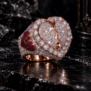 Bague Hip Hop Cœur en Moissanite VVS certifiée GRA, testée au diamant, en or 10K 14K 18K, sertie de diamants, bijoux fins pour hommes - Product Image 1