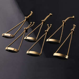 Trendy armbanden van roestvrij staal met spiegelpolijsting, gegraveerd logo, holle ster, olifant, boom, gebogen lange staafbedel, geschikt als cadeau - Product Image 2