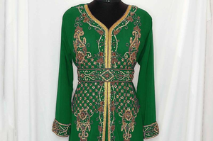 Kaftan marroquí de alta calidad a prueba de sol bordado Georgette Hijab manga completa modesto vestido islámico cuello alto transpirable-ODM - Product Image 2