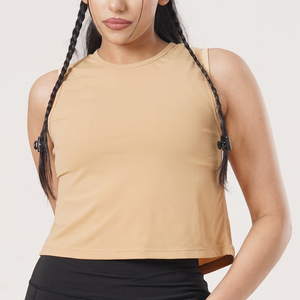 Camiseta sin mangas de algodón en blanco para gimnasio, logotipo bordado personalizado, camisetas sin mangas acanaladas de verano a granel para mujer - Product Image 5