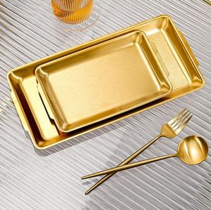 Plateau de service en métal de luxe, plateau décoratif en acier inoxydable poli pour la maison, la cuisine, la vaisselle - Product Image 3