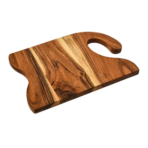 Plateau en bois brun finition naturelle Plateau de service en bois de mangue massif naturel Plateau de forme ronde Accessoires de cuisine fabriqués à la main - Product Image 3