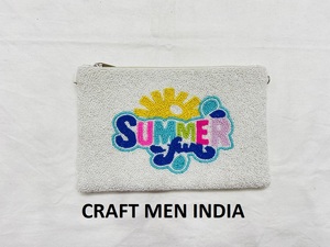 Bolso de mano hecho a mano a la moda para mujer, bordado con cuentas, adornos de botones de perlas, forro de lona, cierre de cremallera para fiestas por las noches - Product Image 3