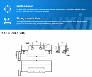 YX-CL293-1SUS Bisagra Moderna Industrial de Acero Inoxidable Ajustable para Puerta de Gabinete, Herraje Oculto con Pasador Giratorio Extraíble 120 - Product Image 4
