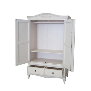 Armoire à deux portes de style provincial français Paris, élégante, avec des sculptures, finition peinte, en bois massif artisanal, design moderne - Product Image 6