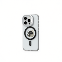 Étui de téléphone portable IP 15 PRO MAX transparent avec anneau magnétique, protection de l'appareil photo, TPU+PC