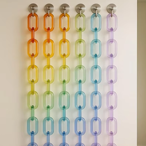 Collar de Resina con Eslabones Grandes, Estilo Vintage, Mezcla de Colores, Punk, Hueco, Grande, Grueso, Redondo, Largo, Acrílico - Product Image 1