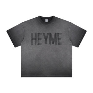 Tendance unisexe Vintage lavé à l'acide lavé T-shirt graphique imprimé personnalisé 100% coton respirant surdimensionné été - Product Image 1