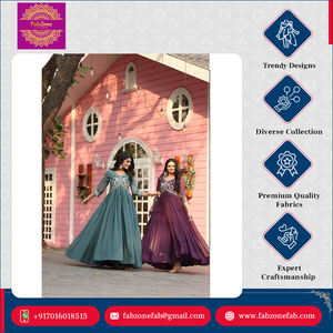 Festival fête et mariage porter des vêtements ethniques indiens lourd 3mm séquence travail fausse georgette longue robe Anarkali - Product Image 5