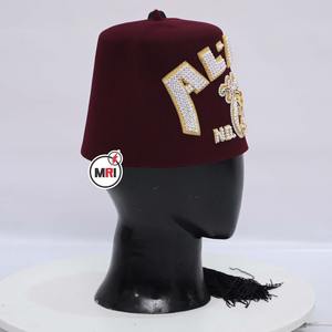 Alta calidad personalizado a estrenar 2025 personalizado Shrine Fez Custom Temple Maroon AL-ALI TEMPLE Shriner Fezzes - Product Image 5