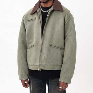 แจ็กเก็ตบอมเบอร์แบบมีซิปรูดลำลองของผู้ชายสไตล์วินเทจดีไซน์ทันสมัยมีปกสีตัดกันน้ำหนักเบาเครื่องแต่งกายแนวสตรีทสำหรับฤดูใบไม้ร่วง - Product Image 2