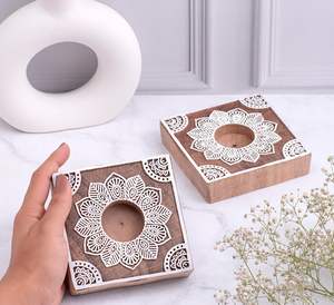 ที่วางเทียนทีไลท์ทำจากไม้ธรรมชาติสำหรับสปาและพื้นที่ทำสมาธิของตกแต่งเทศกาลคริสต์มาสที่วางเทียนทีไลท์ทำจากไม้ตามสั่ง - Product Image 5