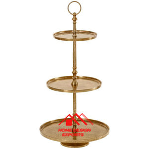 Decoración del banquete de boda Soportes de pastel de lujo chapados en oro Soporte de pastel de metal grande de 3 niveles chapado en oro - Product Image 1