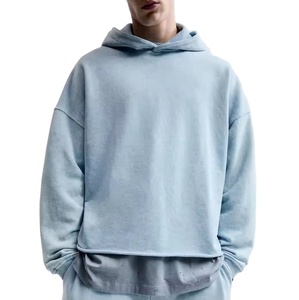 Hoodie 100% coton avec impression puff, délavage vintage, coupe oversize, épaules tombantes, ourlet brut, coupe carrée, style streetwear - Product Image 1