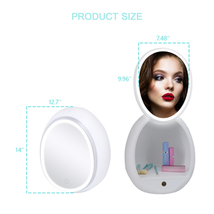Miroir de courtoisie éclairé par LED rechargeable avec rangement-Miroir de maquillage intégré <span class=keywords><strong>pour</strong></span> <span class=keywords><strong>coiffeuse</strong></span>, miroir cosmétique éclairé - Product Image 4
