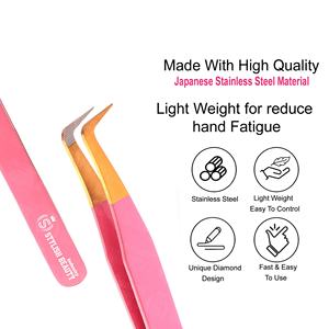 Pinces à cils volumineuses, outils professionnels pour extensions de cils, acier inoxydable, antistatique, OEM, marque personnalisée, vente en gros - Product Image 2