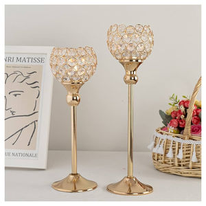 Bougeoirs en cristal en métal pour la maison, hôtel, café, bar, centres de table, décoration de style européen - Product Image 3