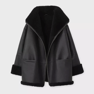 Veste en cuir véritable sur mesure pour femme, respirante, longue, coupe ajustée, vêtements d'extérieur d'hiver, broderie élégante, streetwear noir de créateur - Product Image 4
