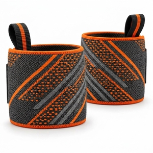 Muñequeras hechas con tela elástica suave, construcción resistente, correa ajustable y ajuste seguro para levantamiento de pesas y crossfit. - Product Image 5