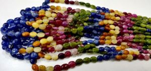 Cuentas de piedra de forma ovalada lisas de 6X9mm de zafiro múltiple Natural, cuentas de piedras preciosas lisas de hebra larga de 8 pulgadas - Product Image 3