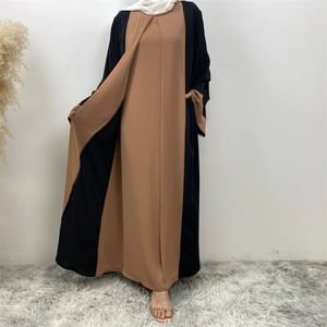 Nouvelle Abaya Ramadan 2026 en gros, respirante, robe musulmane pour femmes, nœud papillon ouvert, manches chauve-souris, luxe, Nida, Abaya noire à vendre - Product Image 1