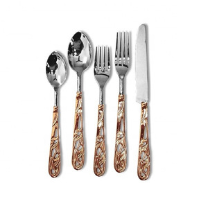 Ensemble de couverts d'hôtel cuillère en acier inoxydable polie en or ensemble d'ustensiles de restaurant couverts de mariage avec conception personnalisée - Product Image 2