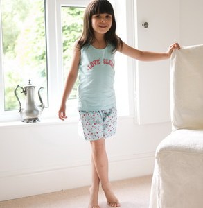 Ensembles de pyjama courts en jersey 100 % coton à motif géométrique imprimé pour filles, décontractés d'été, 100 % doux, meilleur prix, vêtements de nuit ODM - Product Image 1
