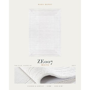 พรมวิสโคสและอะคริลิกแบบขายส่ง รุ่น ZETT ZE007 สีขาว ผลิตด้วยเครื่องจักรจากตุรกี สำหรับห้องนั่งเล่น โครงการโรงแรม - Product Image 2