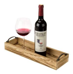 Plateau de service polyvalent en bois de pin massif avec poignées en métal robustes, idéal pour le vin, les bougies et la décoration, pour les acheteurs en gros - Product Image 2