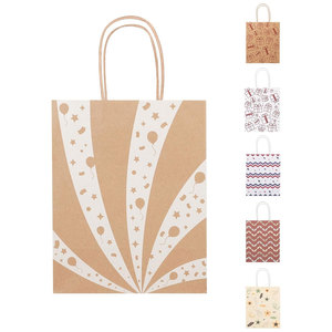 Sacs cadeaux en papier kraft de taille moyenne, emballage en vrac, sacs personnalisés pour Noël, anniversaires et autres, boîte en papier avec étoiles design personnalisée - Product Image 2