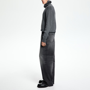 กางเกงยีนส์ขาตรงสำหรับผู้ชาย, กางเกงยีนส์ทรงหลวมโอเวอร์ไซส์กางเกงยีนส์ซักวินเทจ - Product Image 4