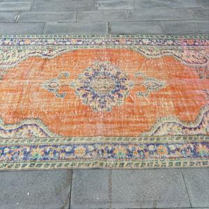 พรมวินเทจ ขนาด 5.3x8.7 ฟุต สีส้ม พรมขนสัตว์สไตล์โอเรียนทัล - Product Image 4